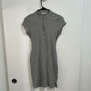 Gray Half Zip Mini Dress